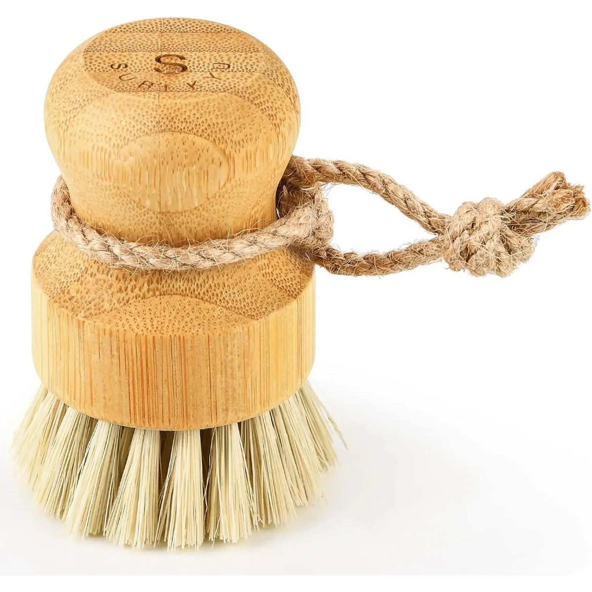 Bamboo Dish Scrub Brush,Vegetable Brush,1 Pack with Ceramic Holder