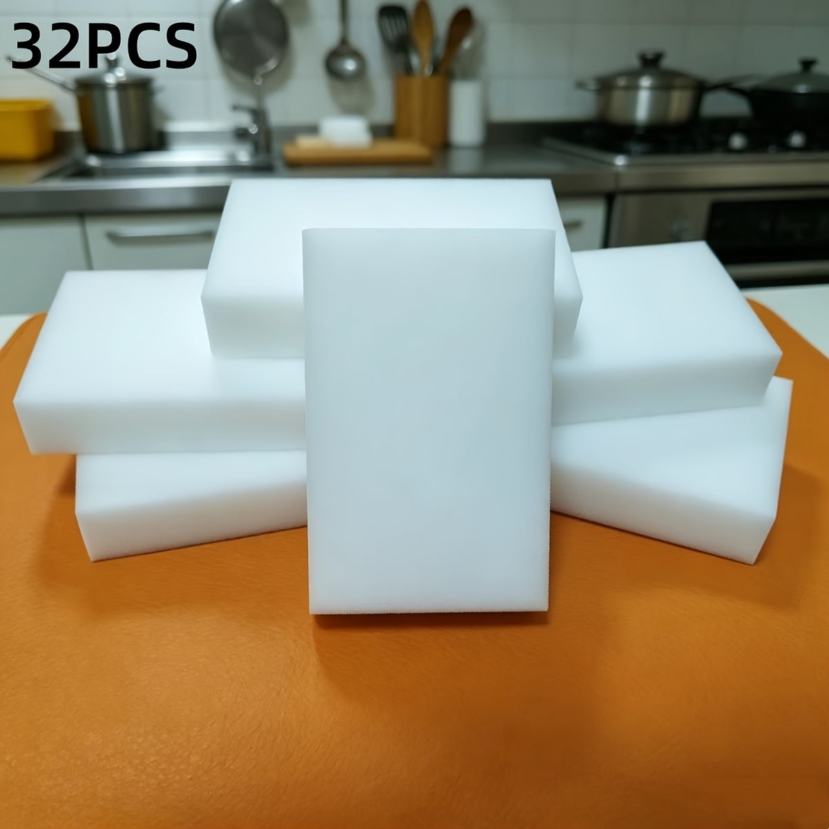 8/16/32pcs, Magic Sponge Eraser Foam Cleaning Pad, Multifunctional Household Cleaning Kitchen Dishwashing Sponge Suitable for Furniture, Bathroom, Bathtub, Sink, Floor, Wall Cleaner