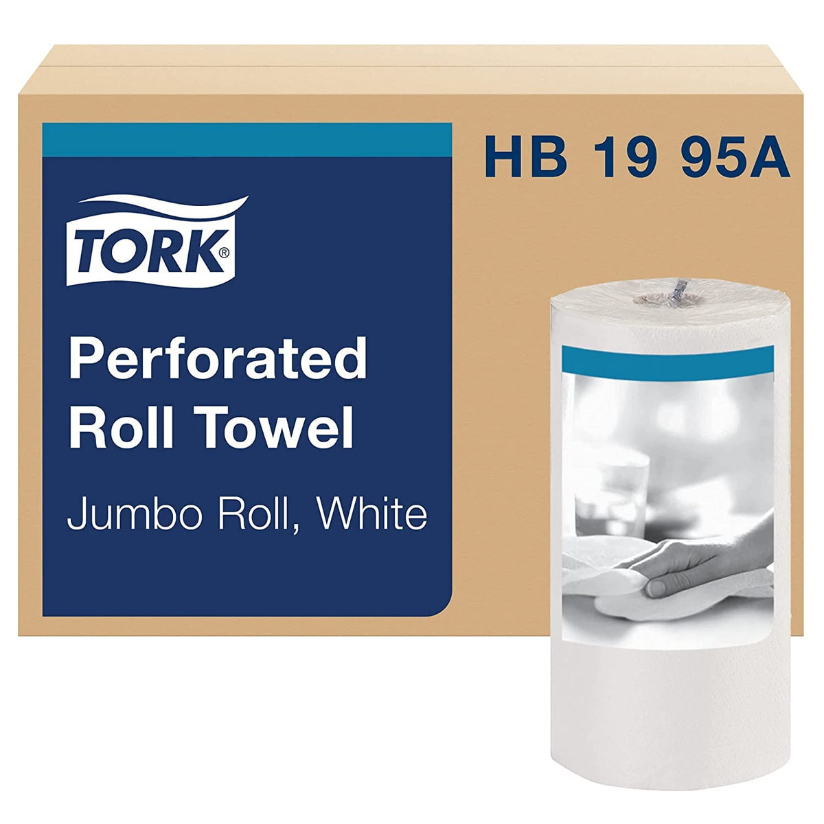 Tork Handi-Size Perforated Roll Towel White, Certified Compostable, 30 x 120 Towels, HB9201