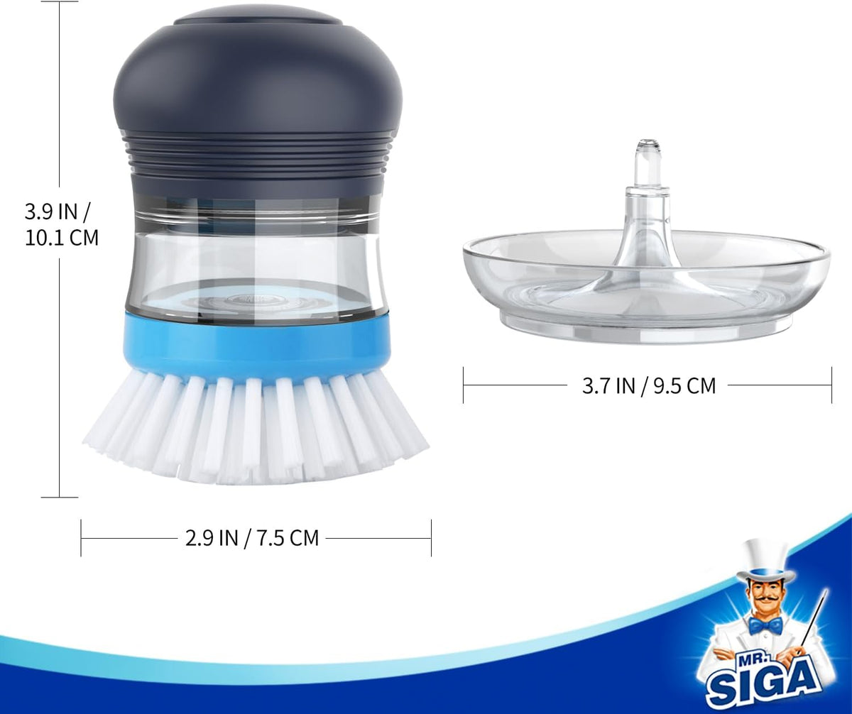 MR.SIGA Soap Dispensing Palm Brush Storage Set, 1 Pack, Navy/Blue