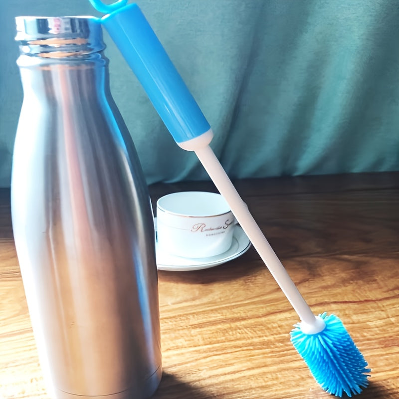 Multi-Purpose Cup Brush with Long Handle, 360-Degree Rotating Cleaning Brush for Bottles, Cups, And Containers, Reusable Kitchen Cleaning Tool with PC Handle, No Electricity Needed