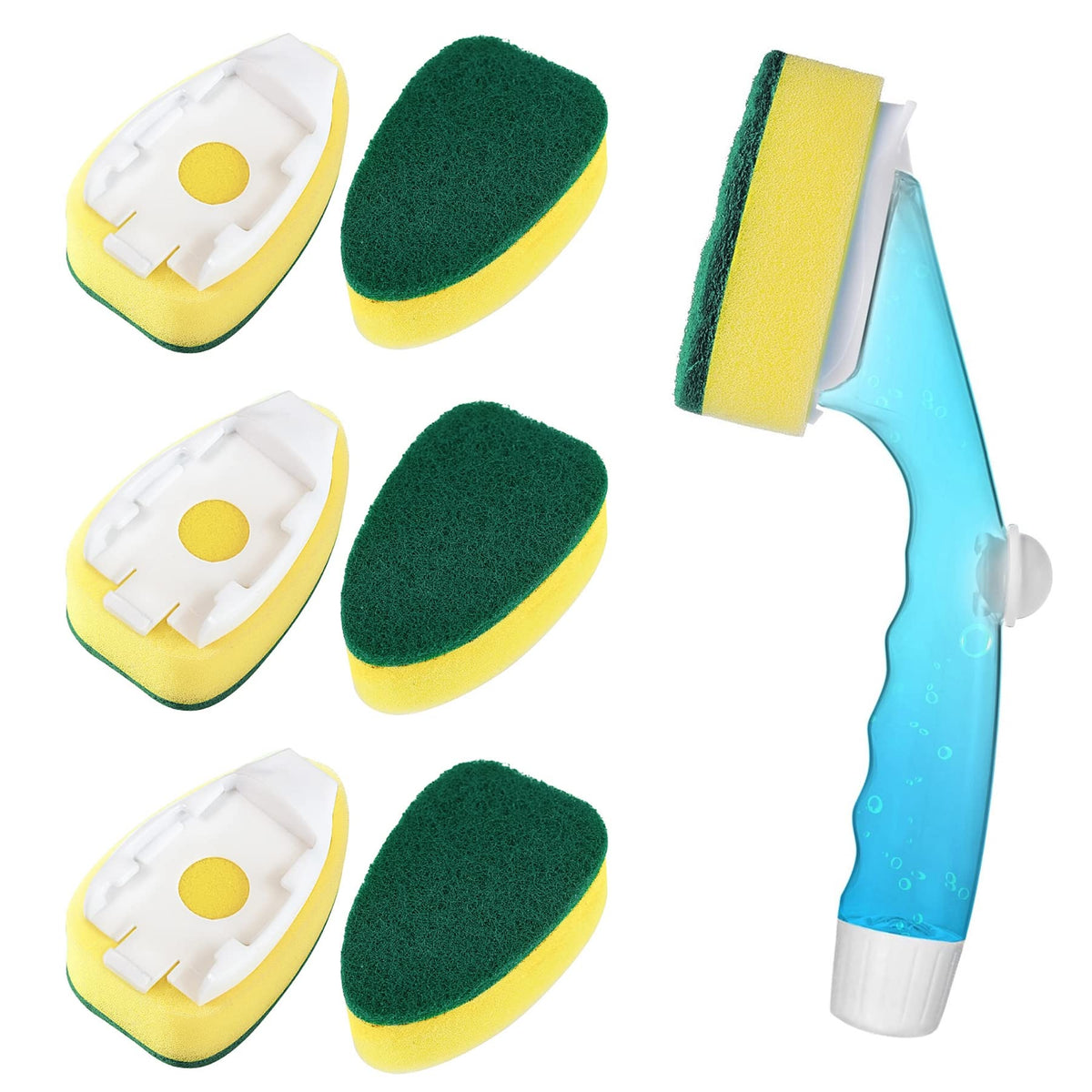 Dishwand Refills with Handle, Dish Wand Refill Replacement Sponge Head 6Pcs