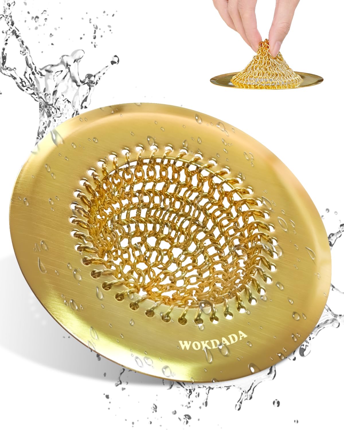 Kitchen Sink Drain Strainer,Patented Reversible Chain Mesh Basket Anti-Clog