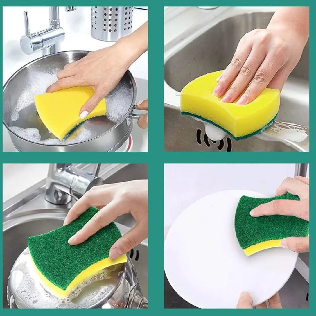 30p Scouring Pad Double Sided Scrub Bowl Pot Cleaning Sponge Dish Washing Kitchen Tools Home Clean Supplies efficient
