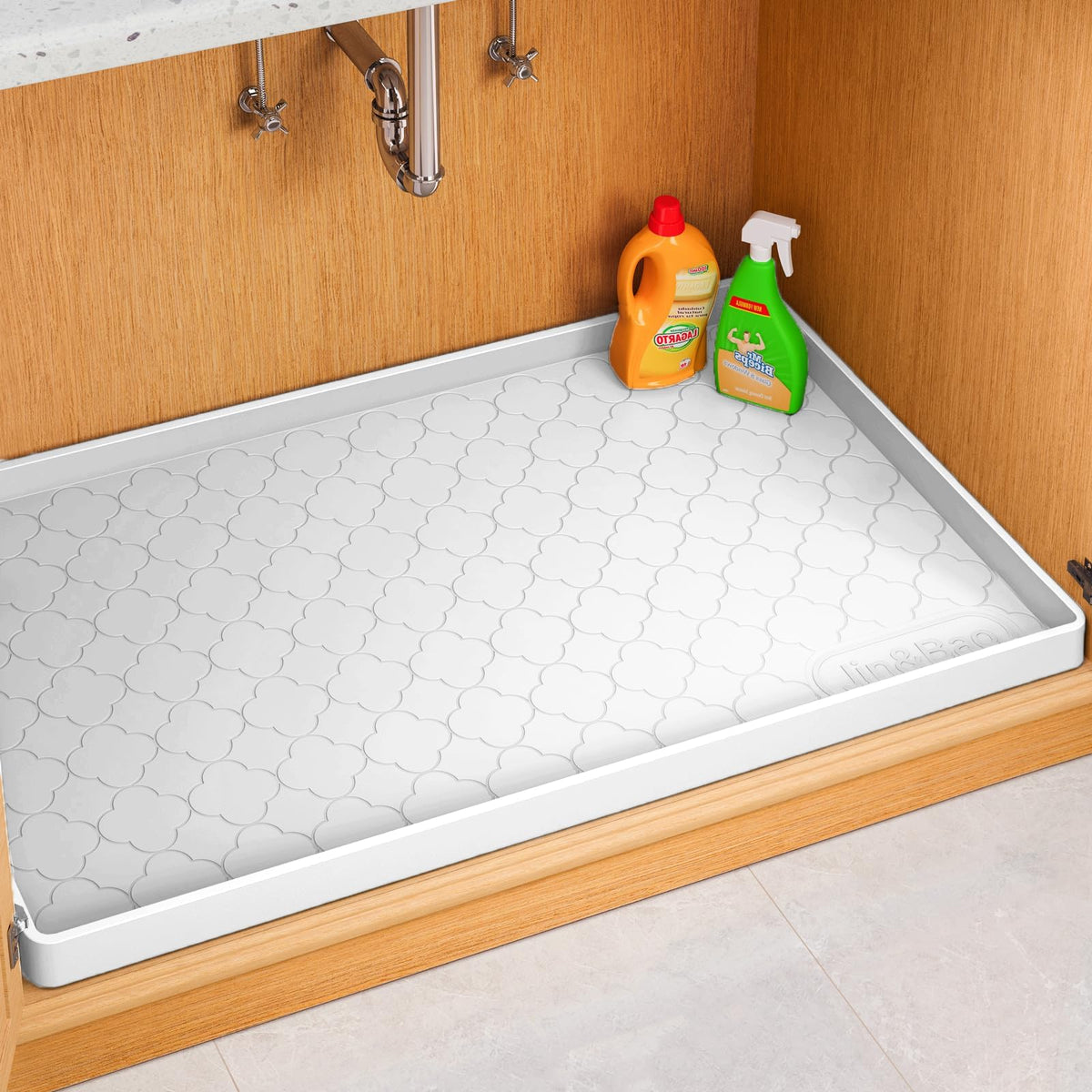 Jin&Bao Under Sink Mat 34" x 22" Waterproof Silicone Cabinet Kitchen Liner