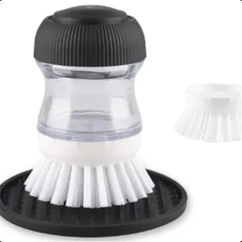 Dishwashing brush with soap dispenser, kitchen brush for washing dishes, pots and pans, sink cleaning