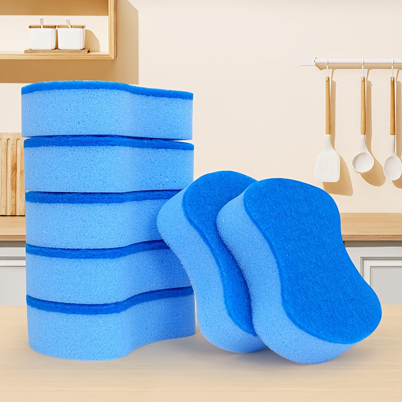 4/8/12pcs New Blue Multi-Functional Kitchen Cleaning Sponges, Cleaning Tools, Suitable for Scrubbing Dishes, Utensils, and Pots, Durable, Absorbent, Reusable Cleaning Cloths