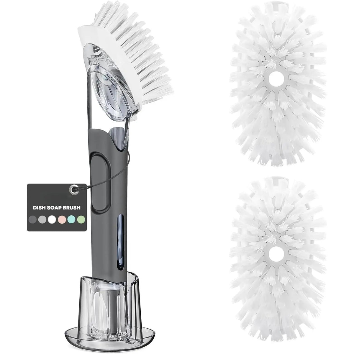 Soap Dispensing Dish Brush Set with 2 Brush Refills and Holder | Dish  with Handle Kitchen Dishwashing Brush Dish Wand for Dishes, Pans, Pots And Sink, Blue