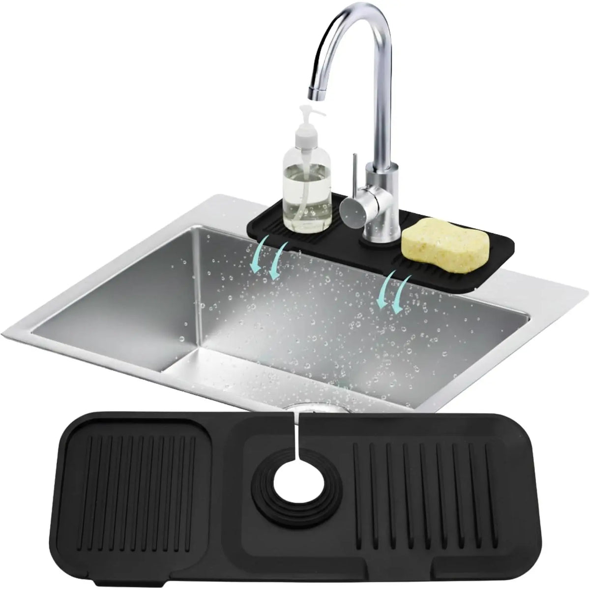 14.6”  Faucet Mat For Kitchen Sink, Kitchen Sink Splash Guard Behind Faucet, Kitchen Faucet Mat For Kitchen Sink, Kitchen Sink Faucet Mat Splash Guard and Sink Water Splash Guard (Beige)