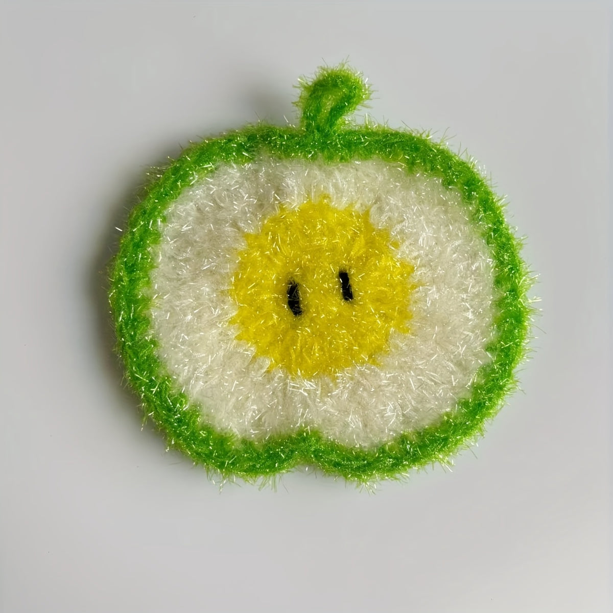 Sliced Large Apple Design, Hand-crocheted Polyester Fiber Multi-purpose Dishcloth, Kitchen Scrubber, Table Decoration, Holiday Gift, Dishwasher-safe Scrubbing Cloth