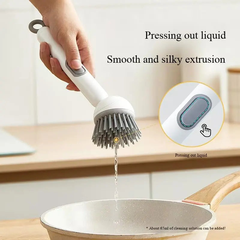 6-in-1 PVC Dish Brush with 360° Rotatable Design, Soap Dispenser and Holder, Multifunctional Kitchen Cleaning Tool for Pots, Pans, Sink
