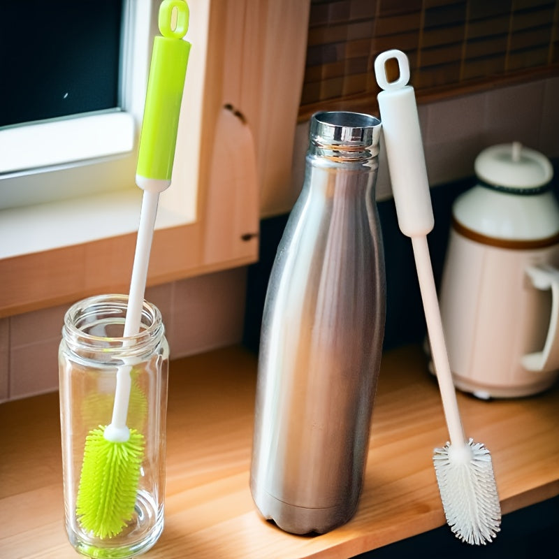 Multi-Purpose Cup Brush with Long Handle, 360-Degree Rotating Cleaning Brush for Bottles, Cups, And Containers, Reusable Kitchen Cleaning Tool with PC Handle, No Electricity Needed