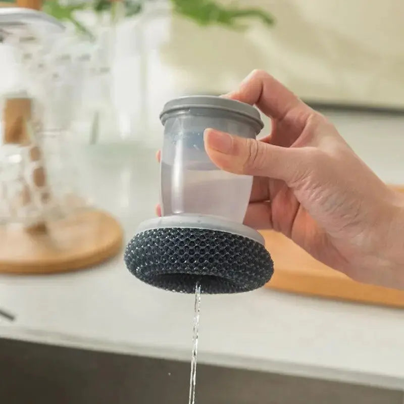 1-Piece Portable Kitchen Dishwashing Brush with Smooth Soap Dispenser, Easy-to-Use Home Cleaning Tool