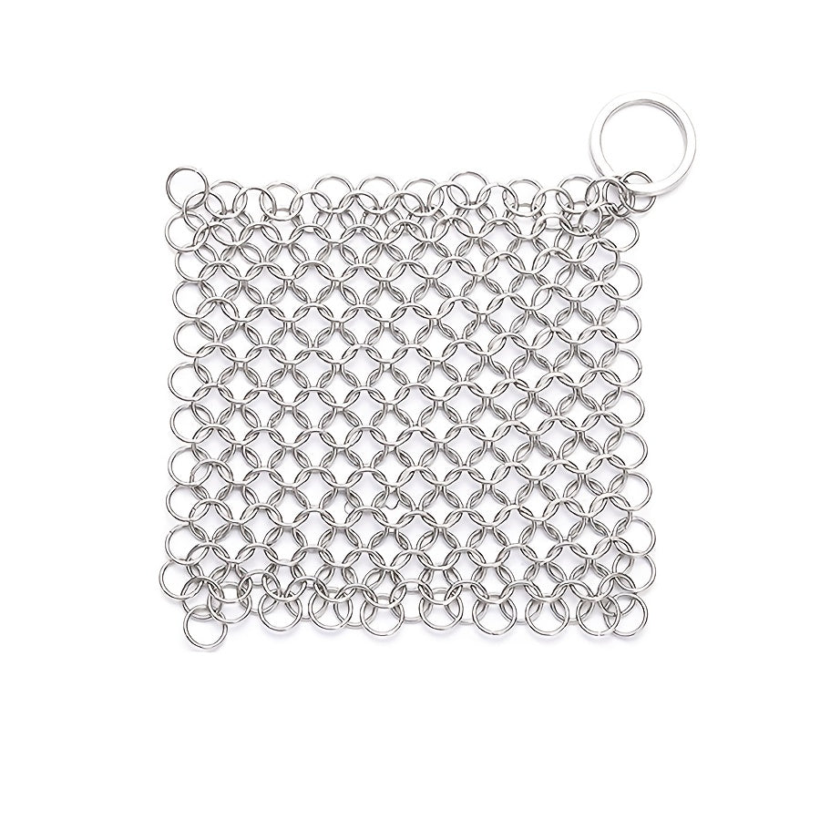 1pc Stainless Steel Chain Nail Brush, Ideal for Cleaning Cast Iron Pots - Made from Stainless Steel, Featuring Lifting Rings, a Tool for Commercial Kitchen Maintenance