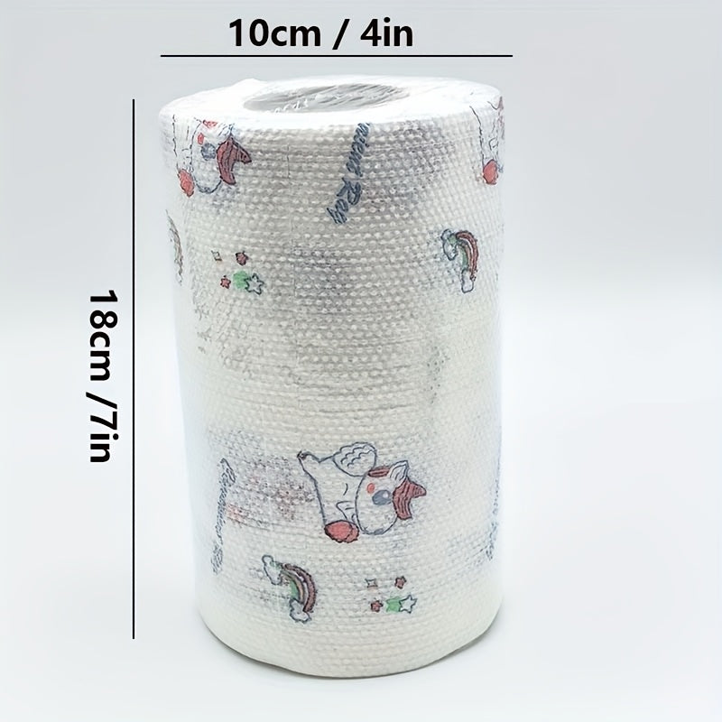 1 Roll (200/100 Sheets)Ultra-high Performance - Disposable Kitchen Towels - Oil-free, Household Cleaning and Degreasing Cloth (various Cartoon Styles) Lazy Cloth Kitchen Paper Towel