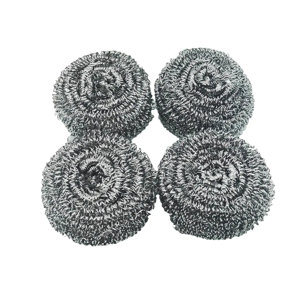 Set of 4 Stainless Steel Cleaning Sponges for Scrubbing Pots, Pans, And Dishes.