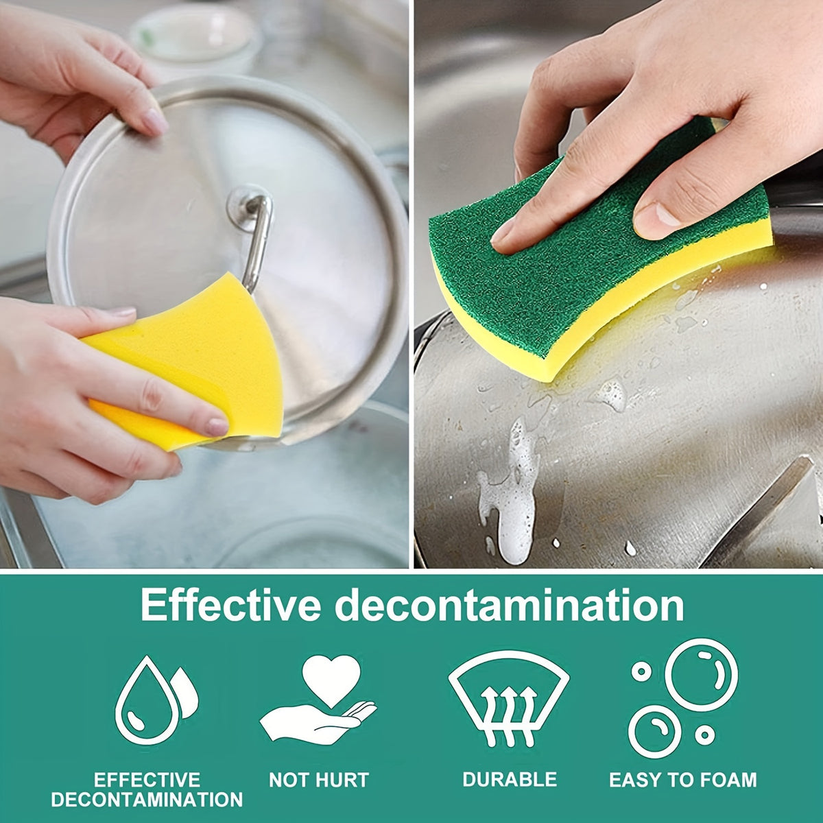 8/16/32 Pack Kitchen Cleaning Sponge, Dish Towel, Scouring Pad, Dishware Anti-Scratch Scrubbing Sponge