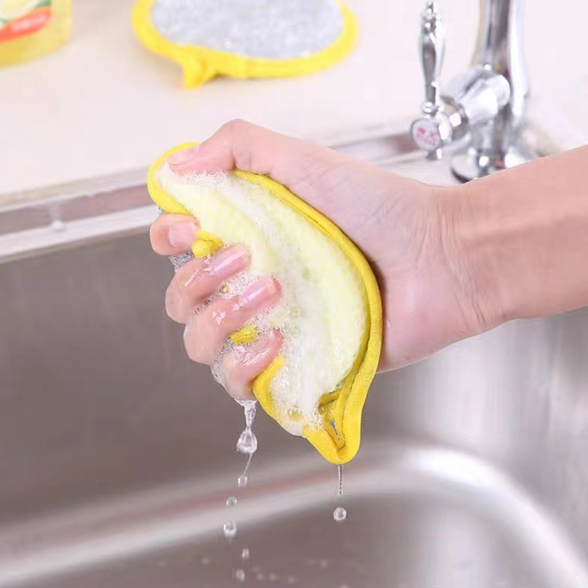 [Double-Sided Sponge Brush] 6/12pcs Double-Sided Magic Dishwashing Sponge Brush - Pot And Dish Cleaner With Stain Eliminating Power - Durable, Absorbent Kitchen Cleaning Towel For Grease-Free Foaming Surfaces Random Color