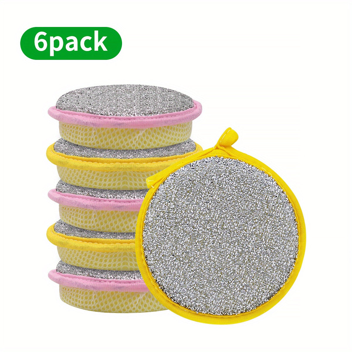 [Double-Sided Sponge Brush] 6/12pcs Double-Sided Magic Dishwashing Sponge Brush - Pot And Dish Cleaner With Stain Eliminating Power - Durable, Absorbent Kitchen Cleaning Towel For Grease-Free Foaming Surfaces Random Color