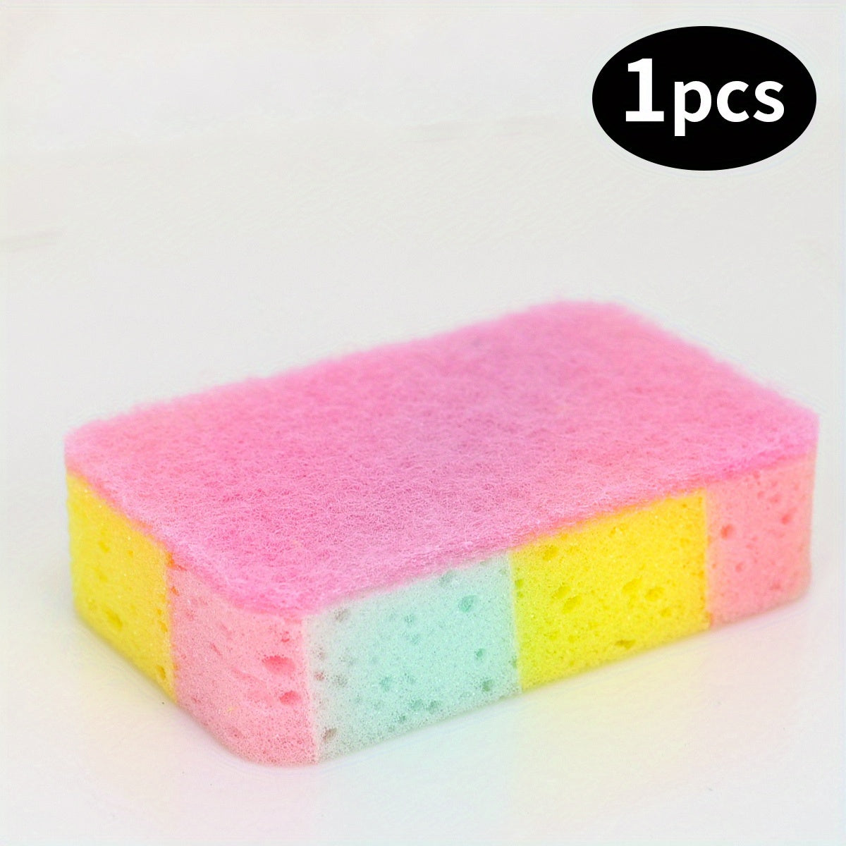 1/5pcs Magic Double-Sided Cleaning Sponge - Super Absorbent, Scratch-Resistant, Suitable for Kitchen and Bathroom, Multi-Purpose Household Use, Random Colors