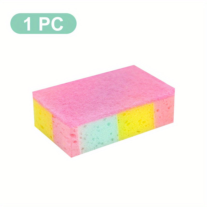 1/5pcs Magic Double-Sided Cleaning Sponge - Super Absorbent, Scratch-Resistant, Suitable for Kitchen and Bathroom, Multi-Purpose Household Use, Random Colors