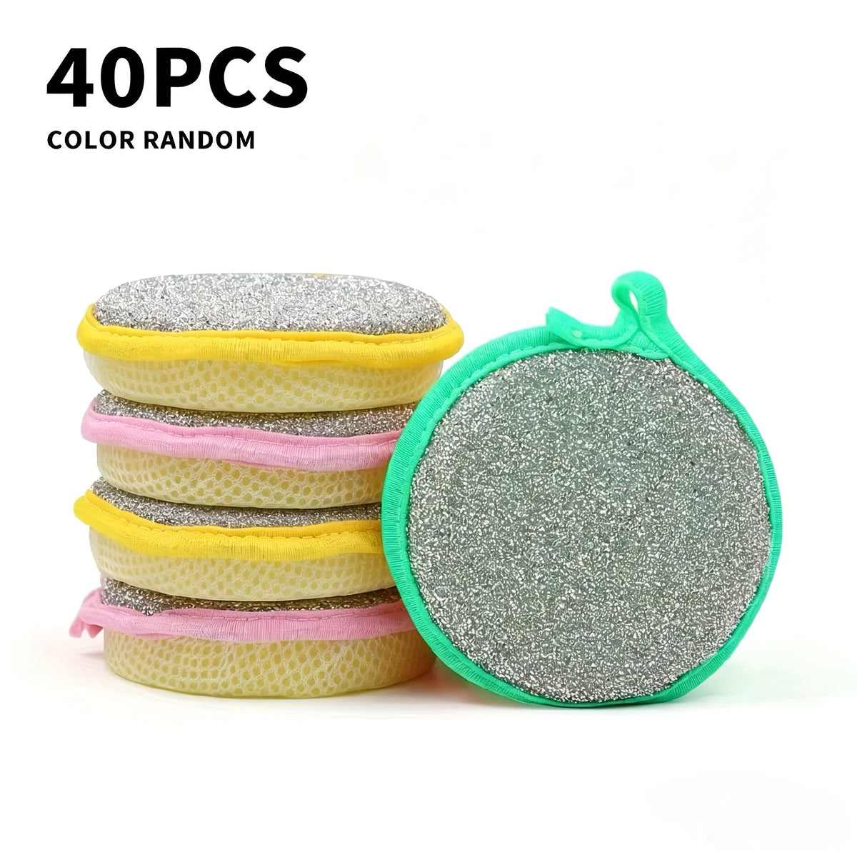 [Kitchen Cleaning Sponge] 5/10/40pcs Kitchen Cleaning Sponge Scrubber, Scouring Pad Dishcloth, Suitable for Cleaning Pots, Stoves, Sinks, Bowls, And Chopsticks. Colors Are Sent Randomly