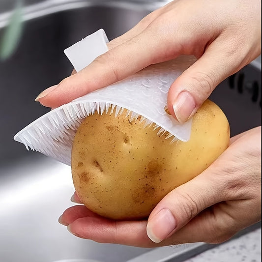 1 Durable Bendable Vegetable and Fruit Cleaning Brush - Flexible Scrubbing Head, Non-Toxic Food-Grade Plastic Manual Kitchen Brush, Suitable for Efficient Ingredient Processing and Dishwashing - Ideal for Home Cooking and Professional Kitchens, Easy