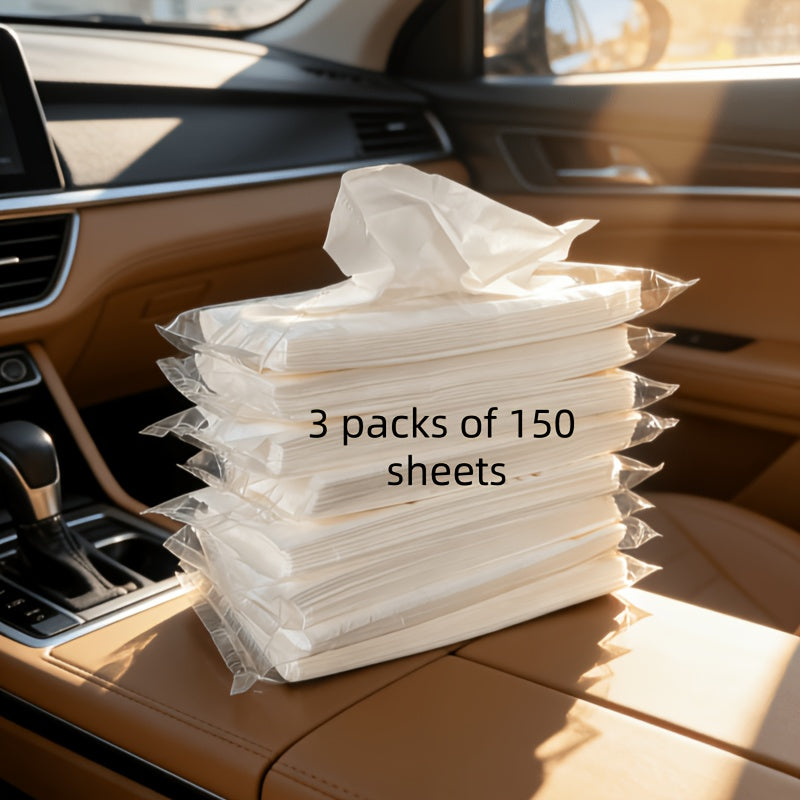 2-pack of 100 Sheets / 3-pack of 150 Sheets, Automotive-specific Tissues, Soft and Comfortable, Multi-functional Tissues for Home and Car Use