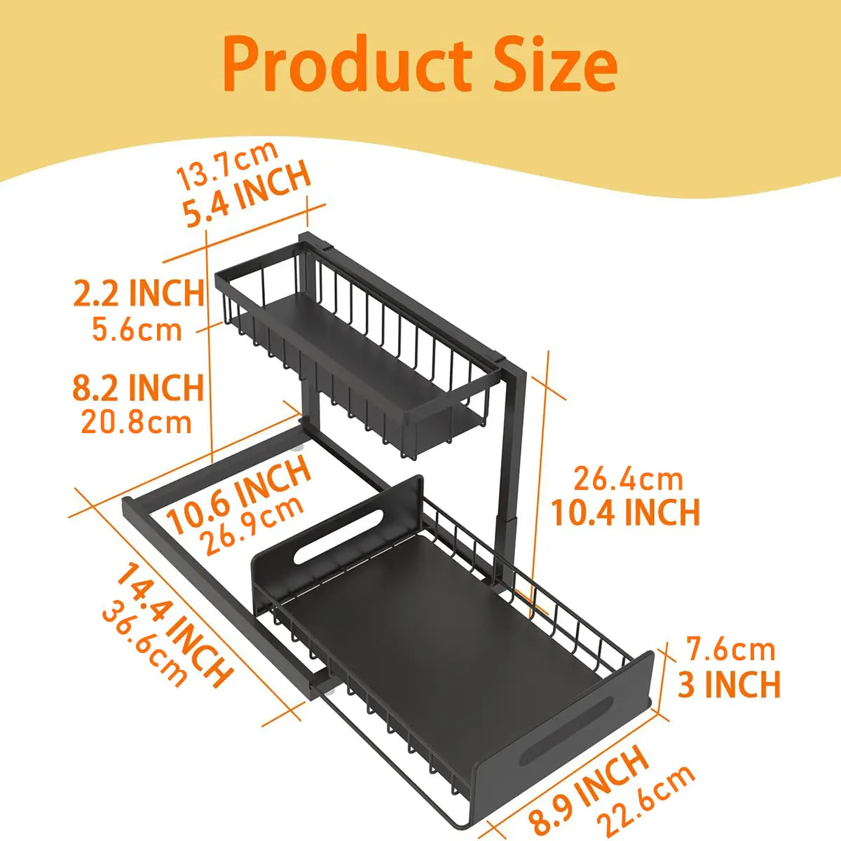 Under Sink Organizer 2 Tier Pull Out CabinetOrganizer Slide Out Sink Shelf & Cabinet Organizerfor Kitchen Bathroom Cabinet Installation OrganizingSystem
