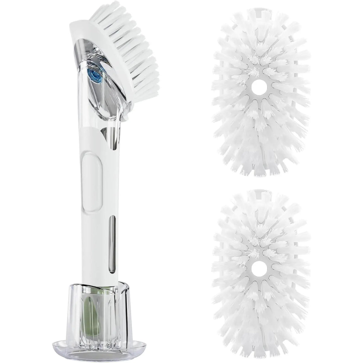 Soap Dispensing Dish Brush Set with 2 Brush Refills and Holder | Dish  with Handle Kitchen Dishwashing Brush Dish Wand for Dishes, Pans, Pots And Sink, Blue