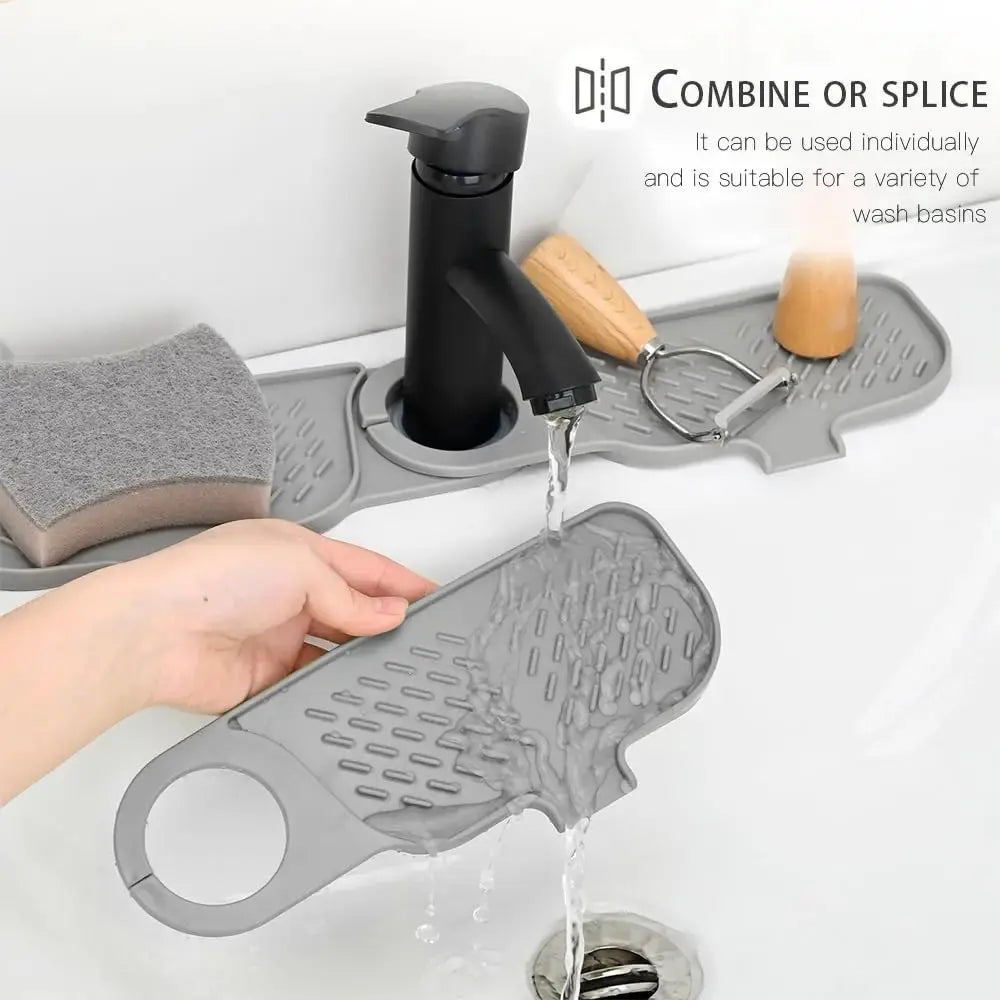 Kitchen Sink Faucet Mat, Faucet Sink Splash Guard, Water Splash Proof, Silicone Faucet Draining Mat, Bathroom & Laundry Room Accessory