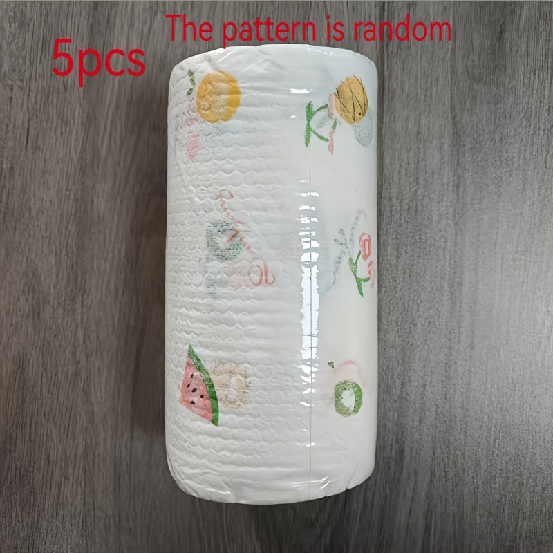 5 Rolls of High-quality Absorbent Paper Towels, 40 Sheets Per Roll, Totaling 200 Sheets, Multi-layer Disposable Kitchen Paper Towels, Powerful Oil-removing Wipes, Perfect for Easy Replacement, A Must-have for Kitchens and Parties