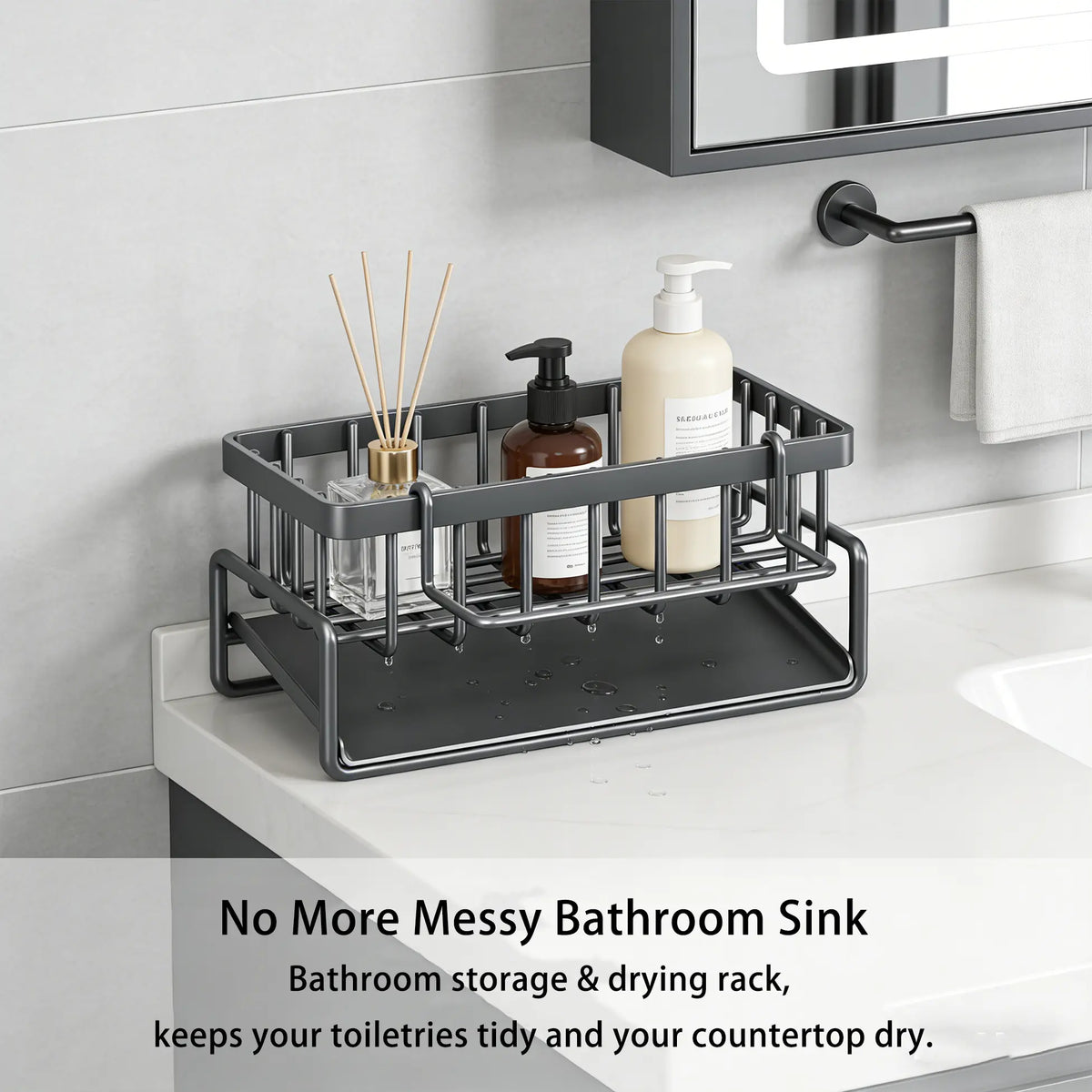 Hanging Rectangular 1-Layer Kitchen Sink Drying Rack - Space-Saving Vertical Organizer Stand with Quick Drain Board, Waterproof Home Accessory for Bathroom/Kitchen Storage Holders & Racks