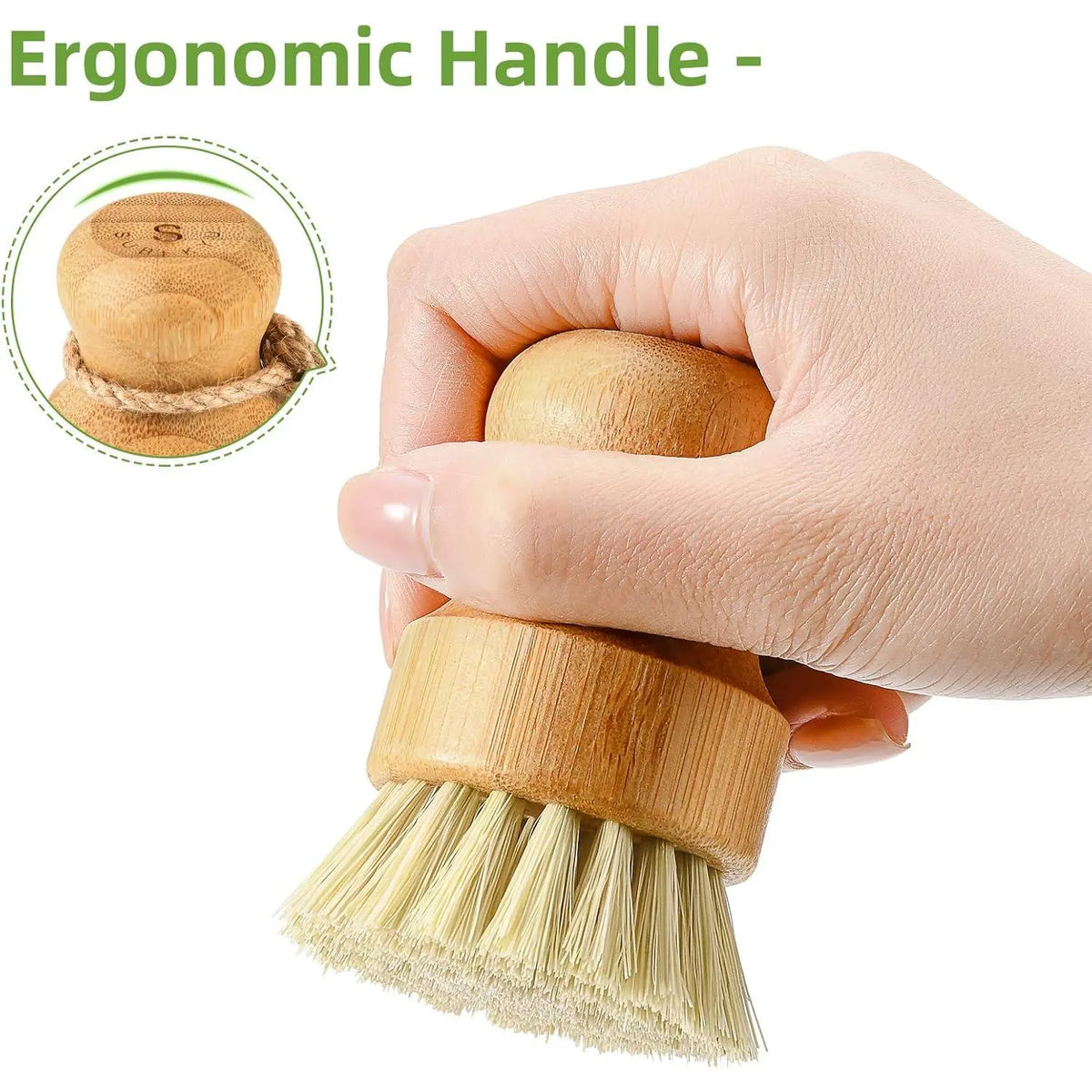 Bamboo Dish Scrub Brush,Vegetable Brush,1 Pack with Ceramic Holder