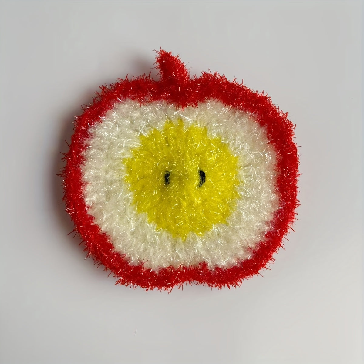 Sliced Large Apple Design, Hand-crocheted Polyester Fiber Multi-purpose Dishcloth, Kitchen Scrubber, Table Decoration, Holiday Gift, Dishwasher-safe Scrubbing Cloth