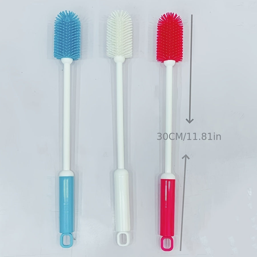 Multi-Purpose Cup Brush with Long Handle, 360-Degree Rotating Cleaning Brush for Bottles, Cups, And Containers, Reusable Kitchen Cleaning Tool with PC Handle, No Electricity Needed