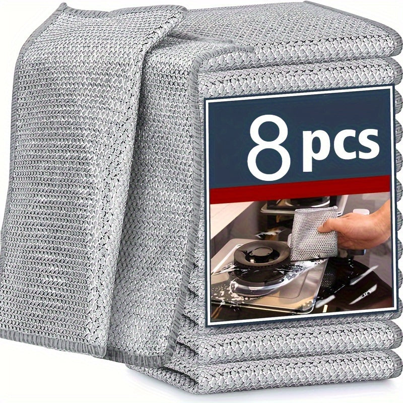 8/16/32pcs Magic Steel Cleaning Pads - Reusable Non-Scratch Scrub Pads for Kitchen, Bathroom, Stovetop & All Surfaces - Durable Polyester Multi-Purpose Scouring Pads, High-Quality Home Cleaning Supplies (8/16/32 Count), Kitchen Scrub Pads