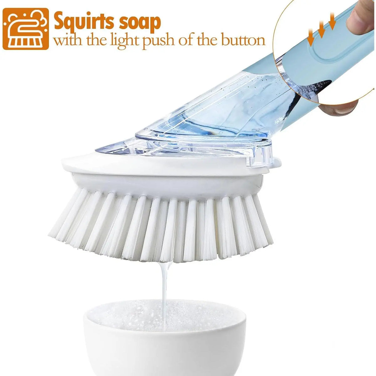 Soap Dispensing Dish Brush Set with 2 Brush Refills and Holder | Dish  with Handle Kitchen Dishwashing Brush Dish Wand for Dishes, Pans, Pots And Sink, Blue