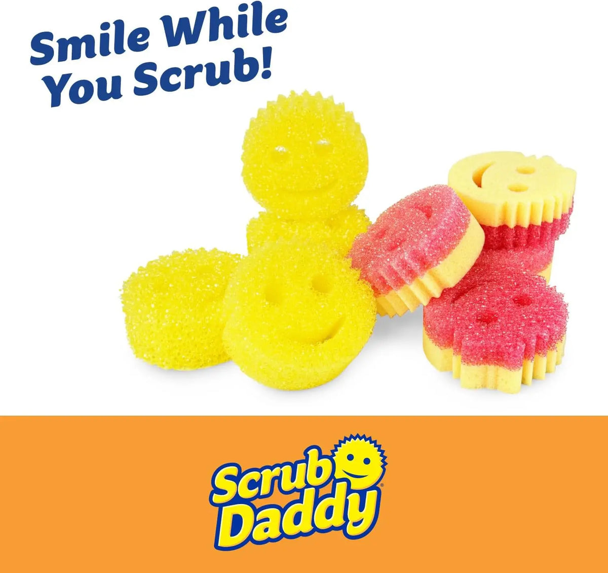 Scrub Daddy 6-Pack Kitchen Sponges & Scouring Pads Set - 3 Daddy, 3 Mommy BPA-Free Polymer Foam Cleaning Supplies, Scratch-Resistant, Odor-Resistant Kitchen Accessories for Dish Cleaning