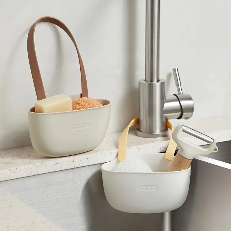 No-Drill Sink Hanging Drain Basket, Faucet Hangable Storage Organizer, Hanging Bag for Dishwashing Sponge, Household Kitchen Supplies