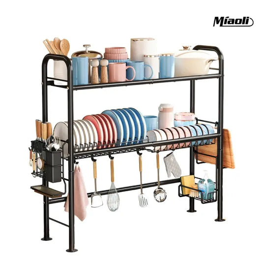 【Holiday Deals】MiAoLi Over Sink Rack Kitchen Over The Sink Dish Drying Rack Organizer Large Space Saving Dish Drainer Countertop Dishes Rack On Counter Caddy Utensil Metal Organizer 1&2 Tiers 1Tier