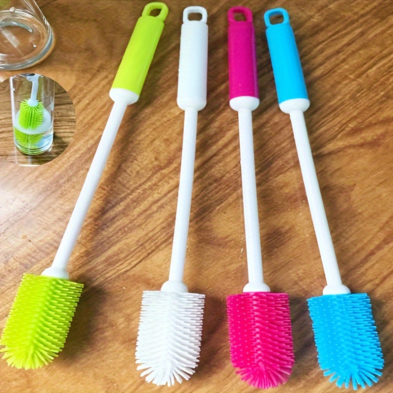 Multi-Purpose Cup Brush with Long Handle, 360-Degree Rotating Cleaning Brush for Bottles, Cups, And Containers, Reusable Kitchen Cleaning Tool with PC Handle, No Electricity Needed