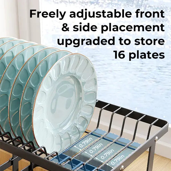 Double-Layer Expandable Dish Drying Rack - Heavy Duty Rustproof Multi-Tiered Sink Rack Draining Boards, Kitchen Organizer with Automatic Water Drainage, Utensil Storage, Fits Countertops/Sinks, Ideal for Small Apartments & Families (House Organizers), Apa