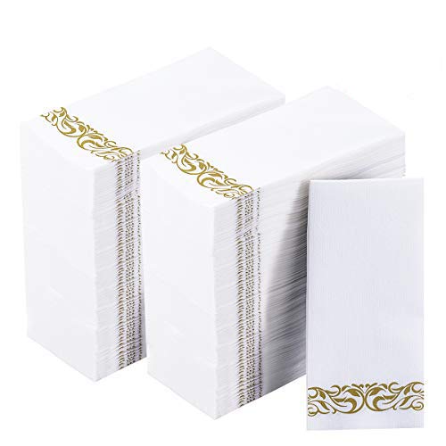 200 Pack Disposable Guest Towels Soft and Absorbent Linen Feel Paper Hand Towels Decorative Bathroom Hand Napkins for Kitchen, Parties, Weddings,Halloween