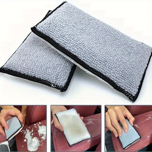 2pcs/6pcs Microfiber Sponge for Car Interior Detailing, Car Wash Sponge, Interior Scrubbing Sponge, Car Cleaning Sponge for Stain Removal, Dual-Sided Sponge for Cleaning Leather, Plastic, Vinyl, and Interior Trim, Kitchen Cleaning Sponge Wipe