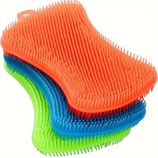 1pc Silicone Dishwashing Brush, Multifunctional Cleaning Brush, Dishwashing Brush - Multi-Purpose Kitchen Gadget for Efficient Cleaning - Specially Exquisite Kitchen Sponge Brush for Home Use - Essential Kitchen Tool and Accessory
