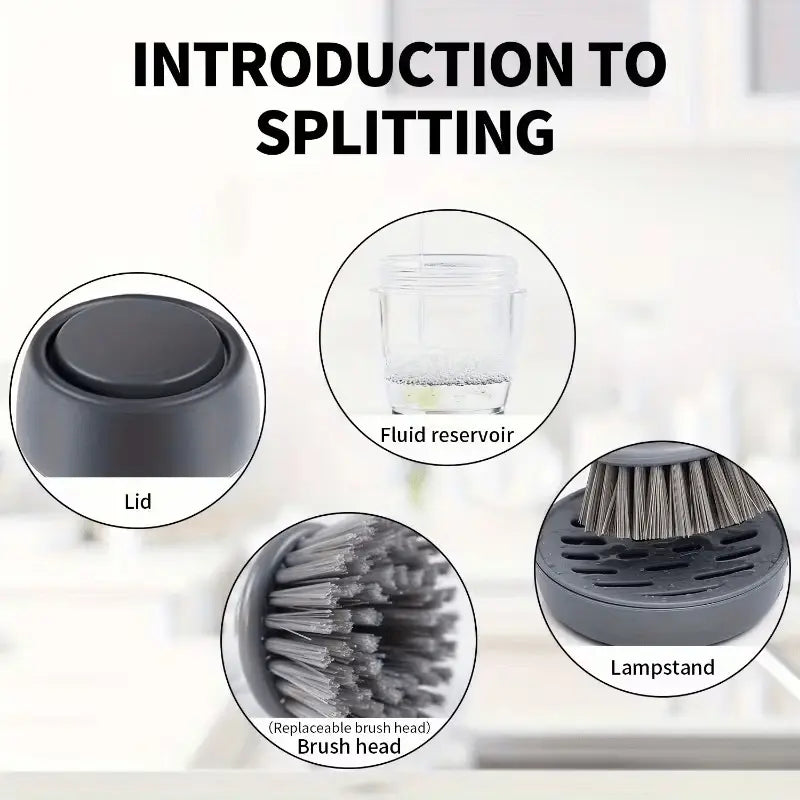 2 Pack Dish Brush with Soap Dispenser – Durable Kitchen Scrubber for Pots Pans Sink