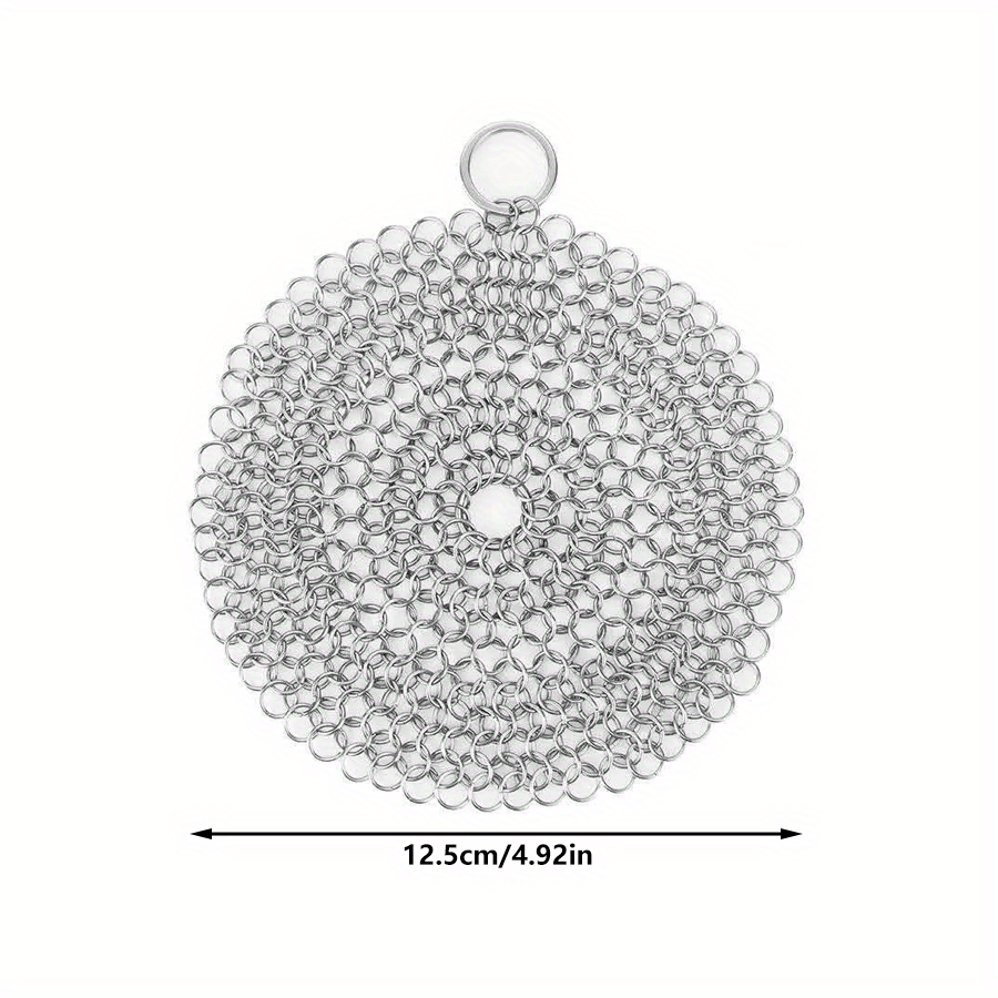 1pc Stainless Steel Chain Nail Brush, Ideal for Cleaning Cast Iron Pots - Made from Stainless Steel, Featuring Lifting Rings, a Tool for Commercial Kitchen Maintenance