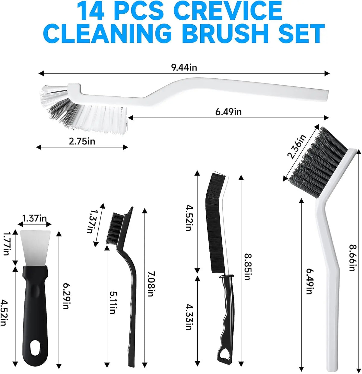 14Pcs Crevice Cleaning Brush Set, V Shape Grout Cleaner Brush for Deep Cleaning Gap, Hard Bristle Scrub Brushes Cleaning Supplies for Household Use, Bathroom, Kitchen, Toilet, Window