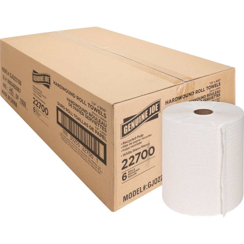Genuine Joe GJO22600 Embossed Hardwound Roll Towels (Pack of 6)
